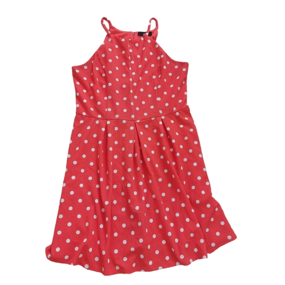 GNW Midi Coral Polka Dot Summer Vintage Dress - Size 16